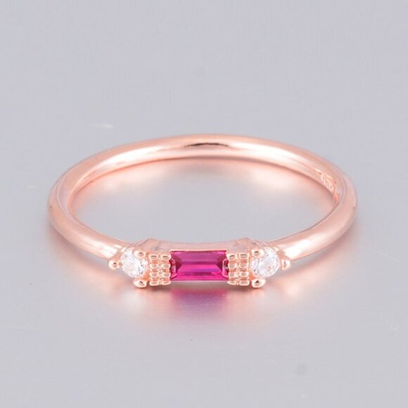 Refined Slight Anillos Chic Rectangle Round CZ Rings For Woman, HA4199-6 - Picture 1 of 1
